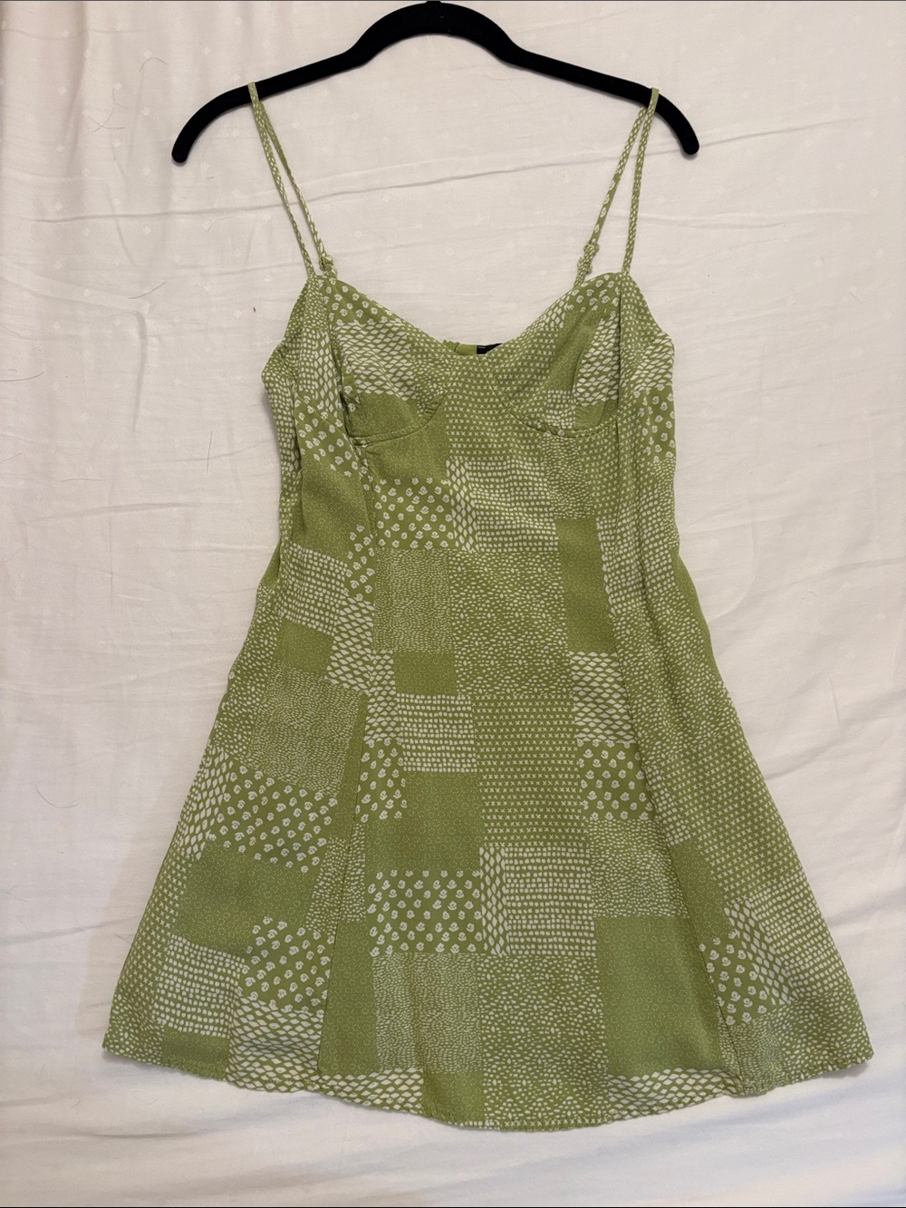 Kendall & Kylie Light Green Patchwork Slip Dress